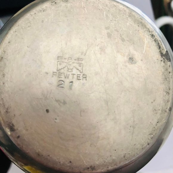 EAP Pewter Pitcher with Wicker Handle Teapot Size 10 oz BOHO Decor - Picture 4 of 4